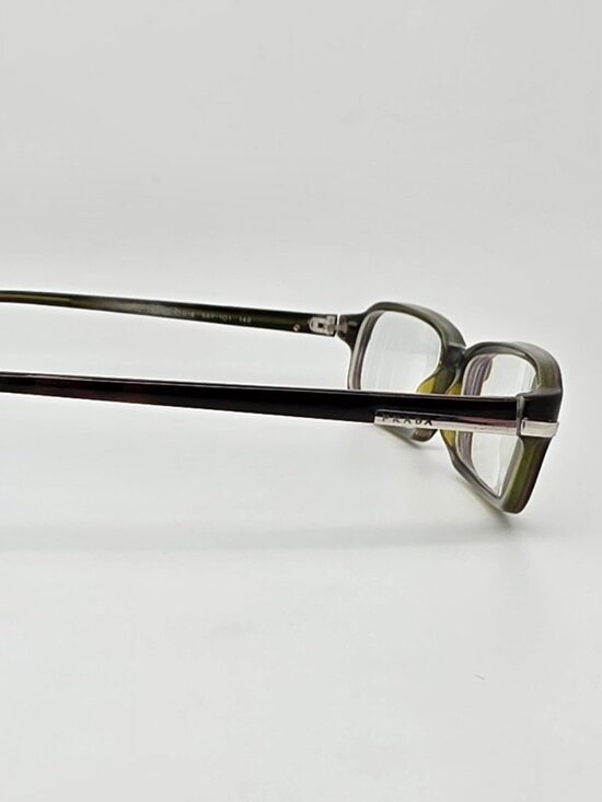 Prada VPR 02F 5AY-1O1 Havana on Crystal Olive Rectangular Eyeglasses Frame Italy main image 5